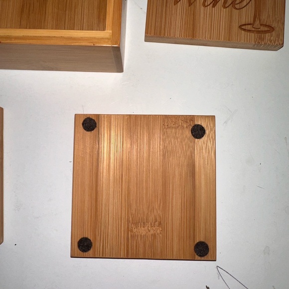 Hand Made Wodden Engraved Wine Coasters - Set of 4 - Picture 4 of 4